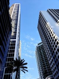 Low angle view of modern buildings against sky