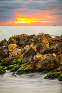 Scenic view of sea at sunset