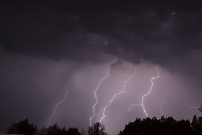 Low angle view of lightning in sky