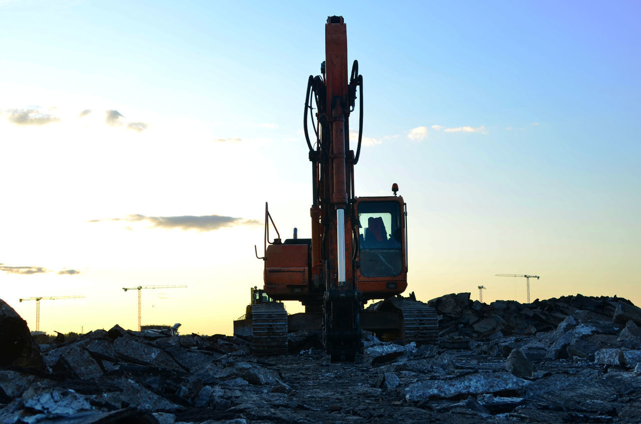 VIEW OF CONSTRUCTION SITE AT SUNSET