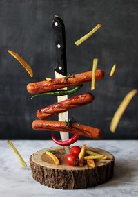 Close-up of food on table