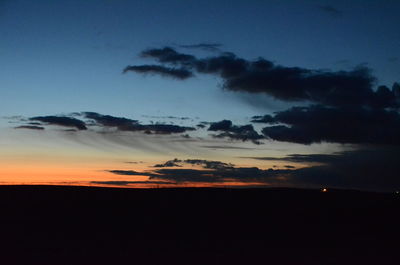 Scenic view of silhouette landscape against sky at sunset