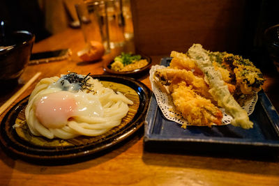 High angle view of meal served in plate
