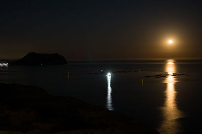 Scenic view of sea against sky at night