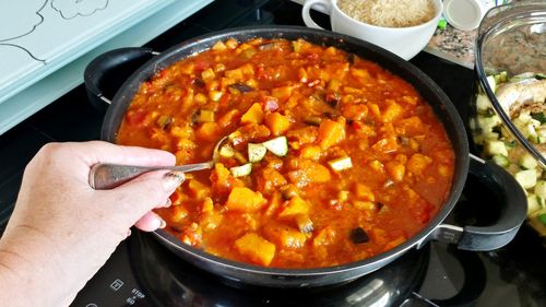 Close-up of preparing food