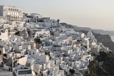 High angle view of townscape against clear sky