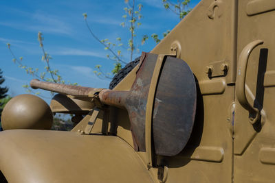 Armored tank against sky