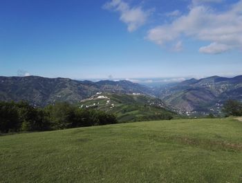 Scenic view of mountains against sky