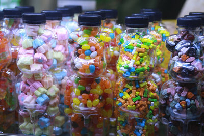 Five-color cotton candy, multi-colored nuggets in ho thi ky street food, ho chi minh city, vietnam