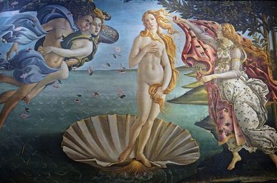 Sculpture of statues outside building