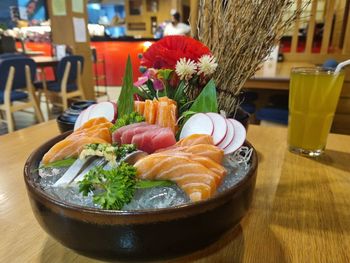 Close-up of food in bowl on table