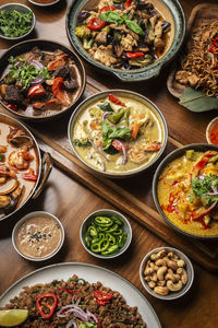 High angle view of food on table