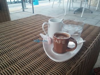 Coffee cup on table