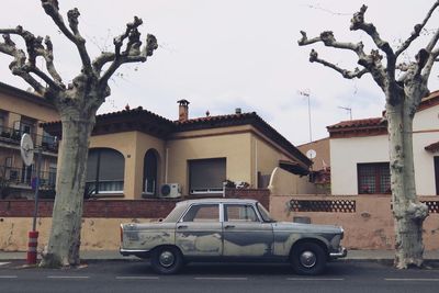 Cars parked in front of building