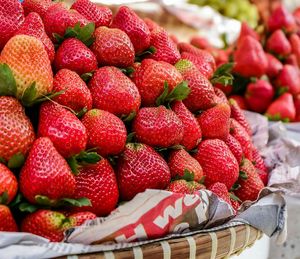 Close-up of strawberries in basket