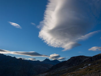 Low angle view of mountains against sky