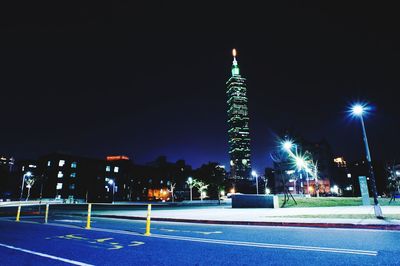Illuminated tower at night