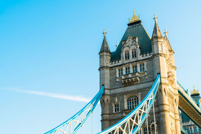 Low angle view of building against blue sky