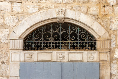 Closed door of old building