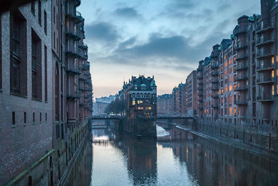 Reflection of buildings in water