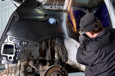 Man working in bus