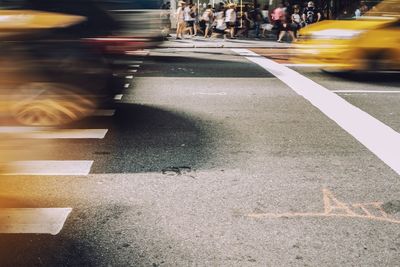 Surface level of road crossing in city street