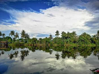 Scenic view of lake against sky