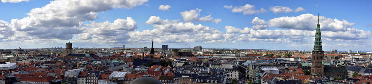 High angle view of cityscape against sky