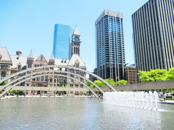 View of skyscrapers against clear sky