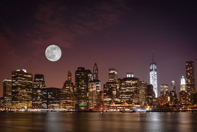 Illuminated cityscape at night