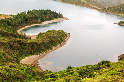 High angle view of sea against sky