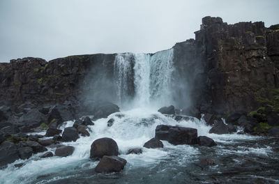 Scenic view of waterfall