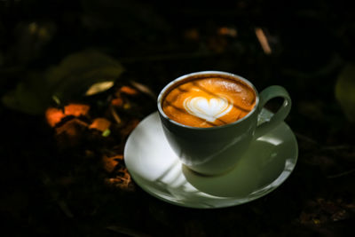 High angle view of coffee cup