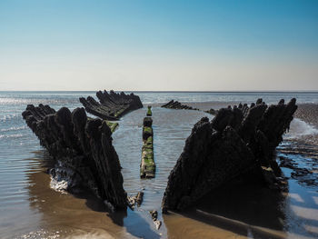 Scenic view of sea against clear sky