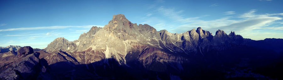 Sunset on dolomites pale di san martino panoramic