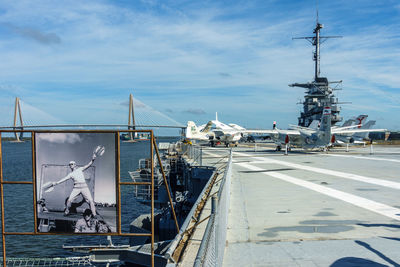 View of ship and sea against sky