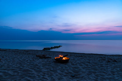 Scenic view of sea against sky at sunset