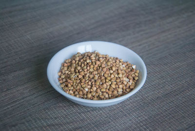 High angle view of breakfast in bowl on table