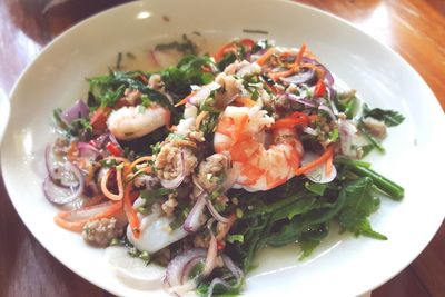 High angle view of salad in bowl