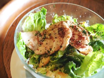 High angle view of food in plate