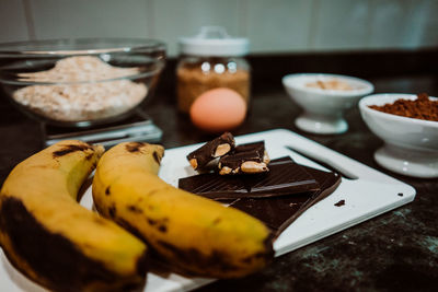 Close-up of dessert in plate on table