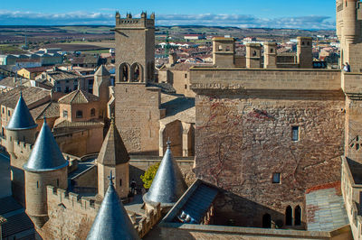 High angle view of buildings in city