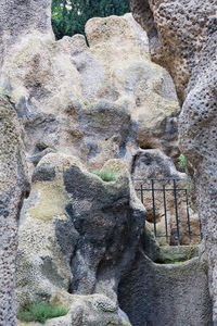 Stone wall with rock formation