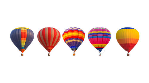 Low angle view of hot air balloons against sky