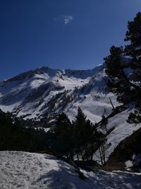 Scenic view of snow covered mountains against sky