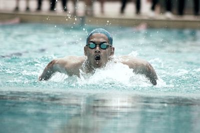 Scenic view of an athlete swimming