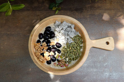 High angle view of breakfast in bowl