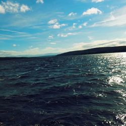 Scenic view of sea against cloudy sky