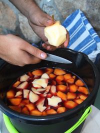 Midsection of man preparing food