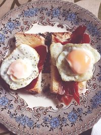 Close-up of breakfast served on table